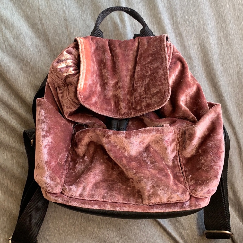 Burgundy velvet mini backpack